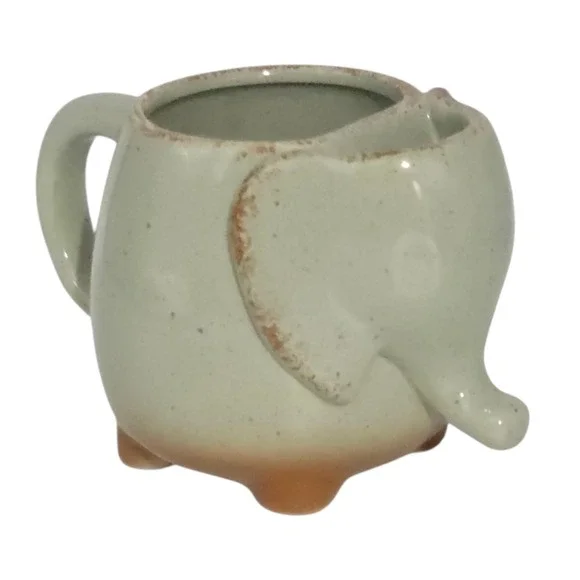 Elephant Ceramic Coffee Mug With Tea Bag Holder or Decorative Succulent Planter - Picture 1 of 8